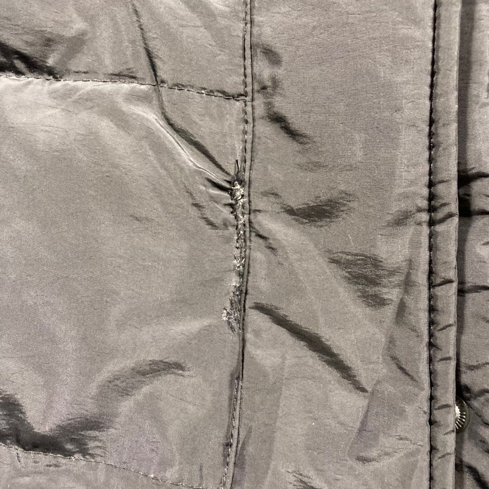 Calvin Klein Puffer Coat Womens Size Large Black Long Quilted Full Zip Snaps - Picture 7 of 8